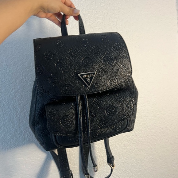 GUESS Embossed Black Backpack - Picture 3 of 9